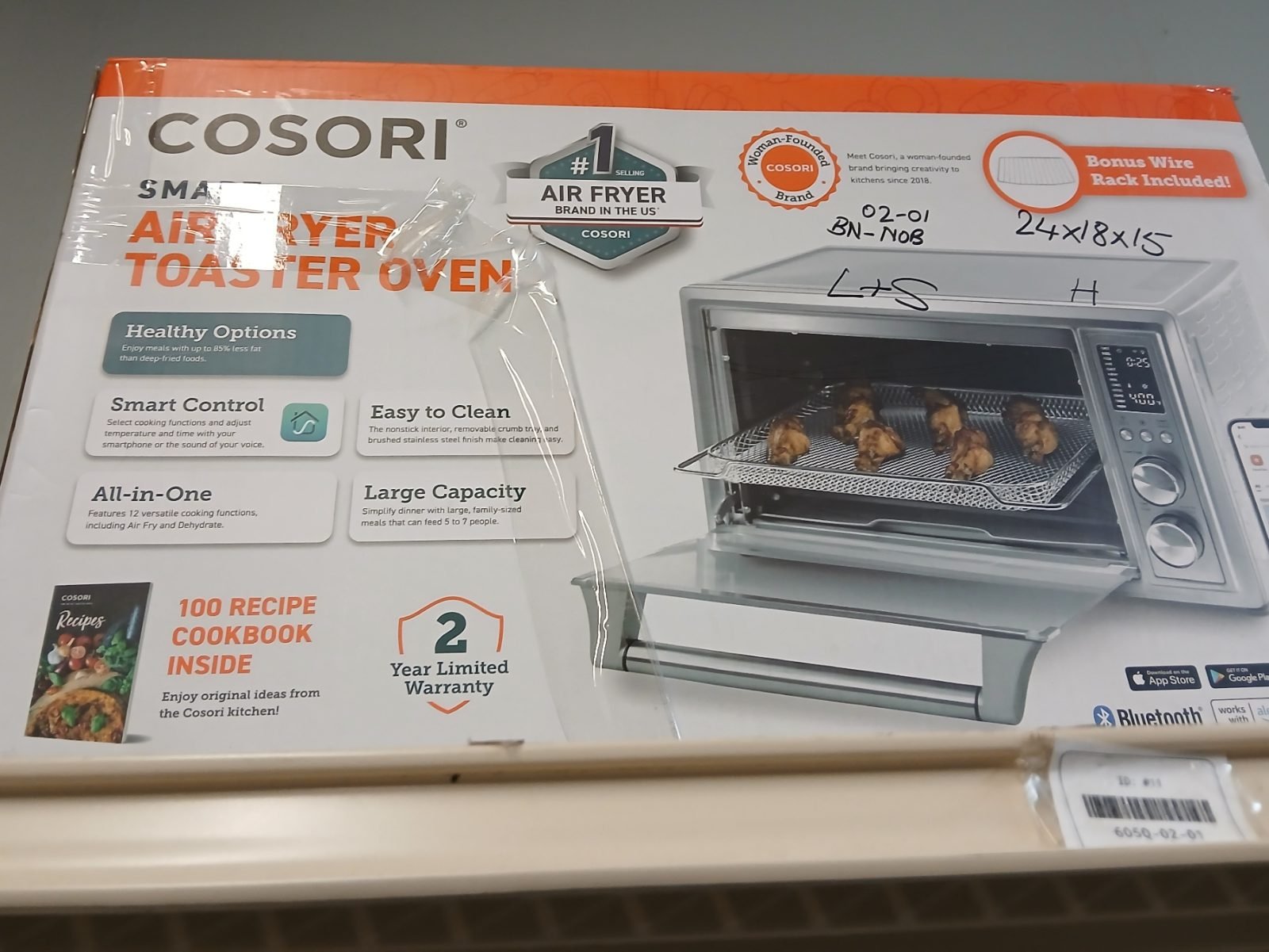 COSORI Smart Air Fryer Toaster Oven, Stainless Steel, Silver