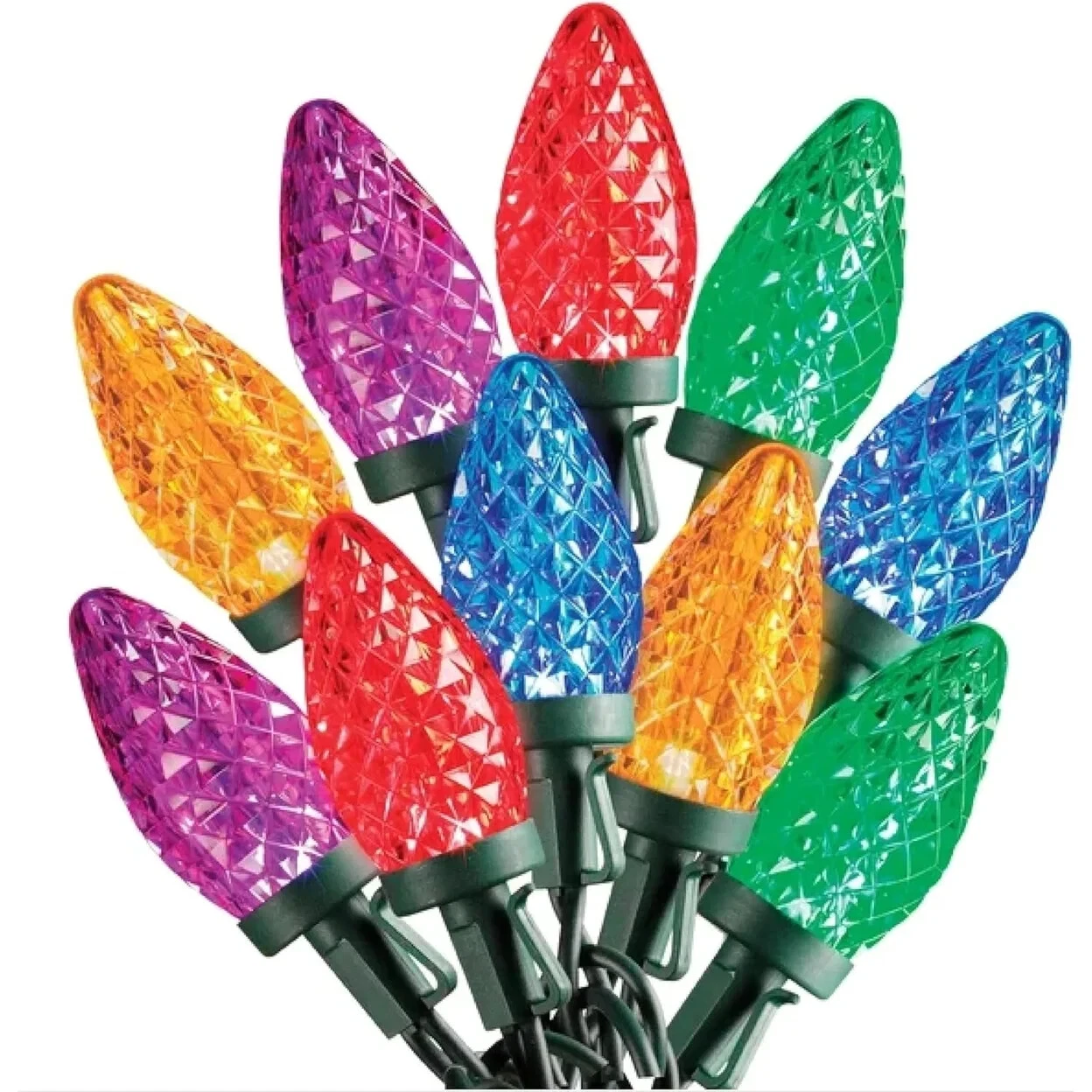 Sylvania Multi Color C9s Faceted Stay-lit 2 Sets 2/50 LED Lights 100 LED
