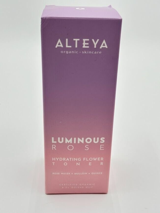 Alteya Organics Luminous Rose Water Hydrating Flower TONER Spray 8 Fl Oz