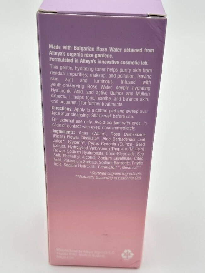 Alteya Organics Luminous Rose Water Hydrating Flower TONER Spray 8 Fl Oz