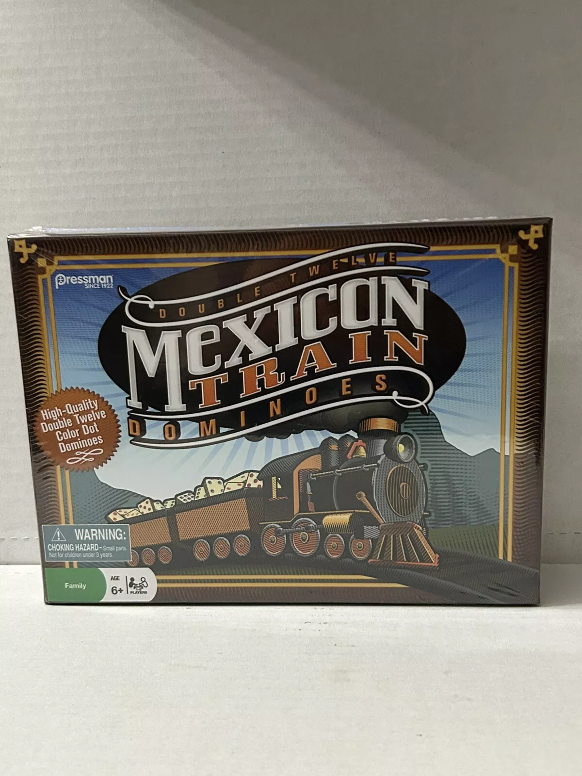 Pressman 3928-06 Mexican Train Dominoes - Beautiful Color Dot Double 12 Dominoes Set
