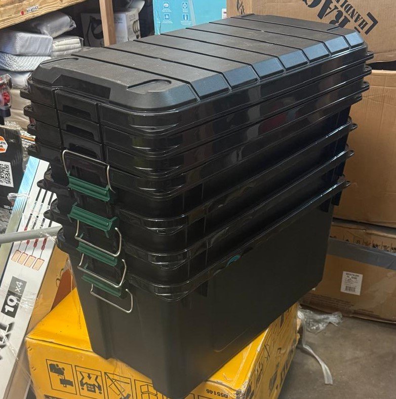 82 Qt. Remington WEATHERTIGHT Store-It-All Storage Bin in Black (4-Pack)