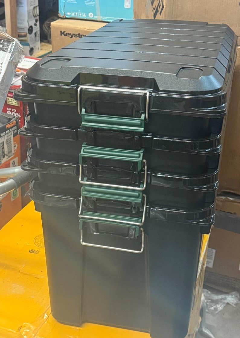 82 Qt. Remington WEATHERTIGHT Store-It-All Storage Bin in Black (4-Pack)