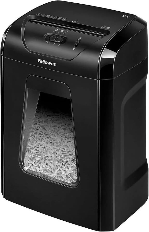 Fellowes Powershred 12 Sheet Cross-Cut Paper Home Office Paper Shredder