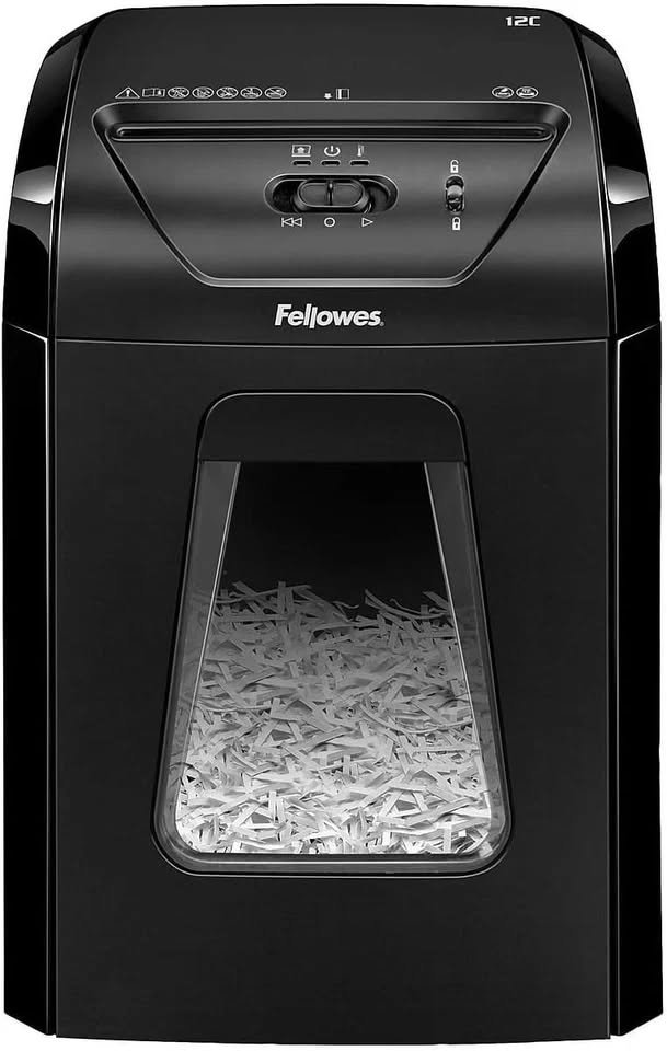 Fellowes Powershred 12 Sheet Cross-Cut Paper Home Office Paper Shredder