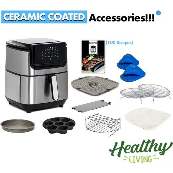 Yedi Evolution Air Fryer 6.8 Quart with Ceramic Basket & Accessory Kit
