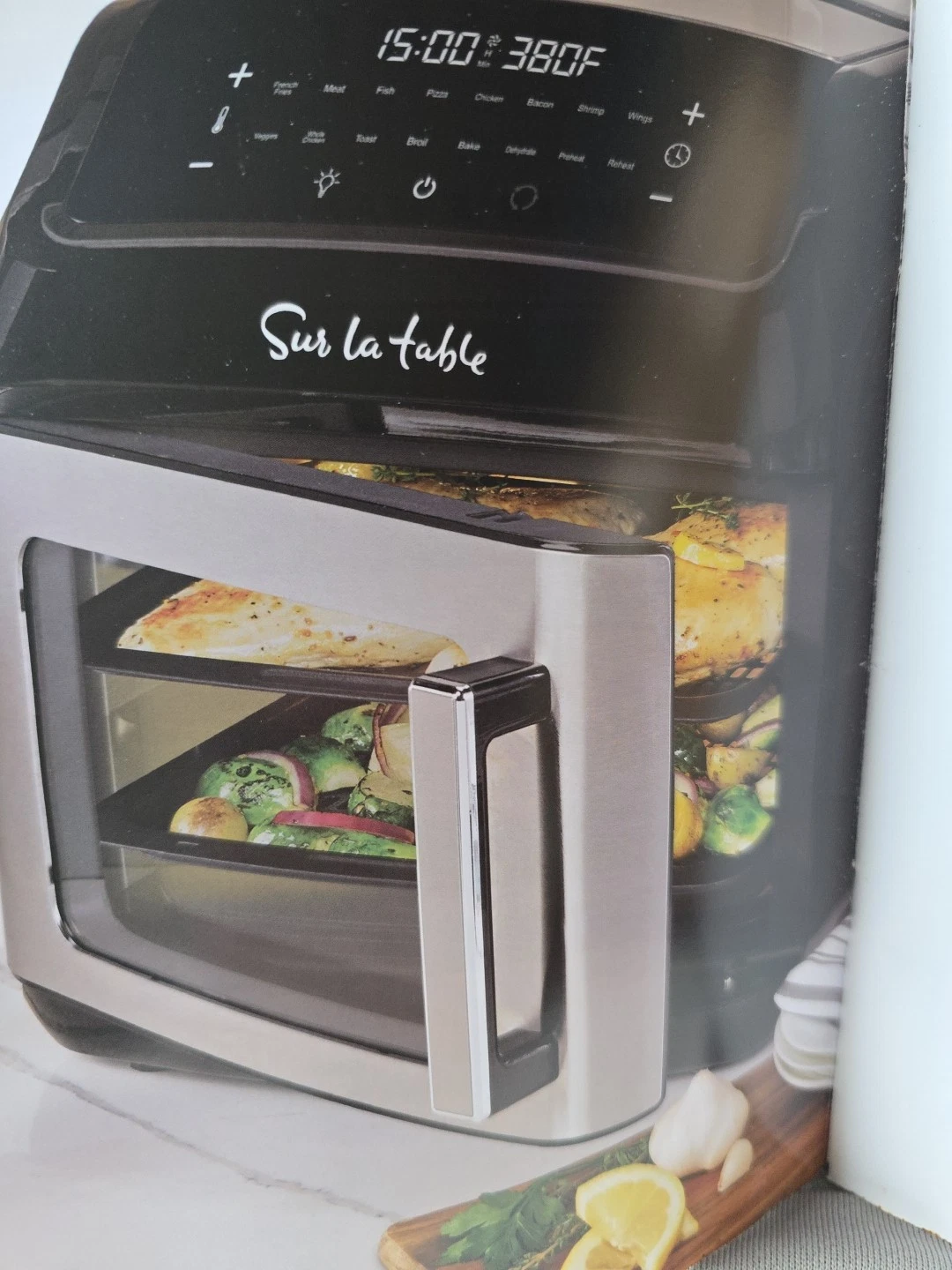 Sur La Table 13 qt Air Fryer, Black, Silver - Programable Settings