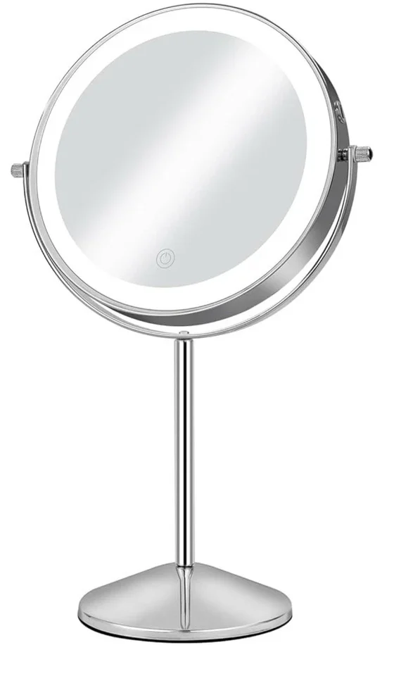 Lighted Makeup Mirror, 3000 mAh Rechargeable Double Sided Magnifying Vanity Mirror