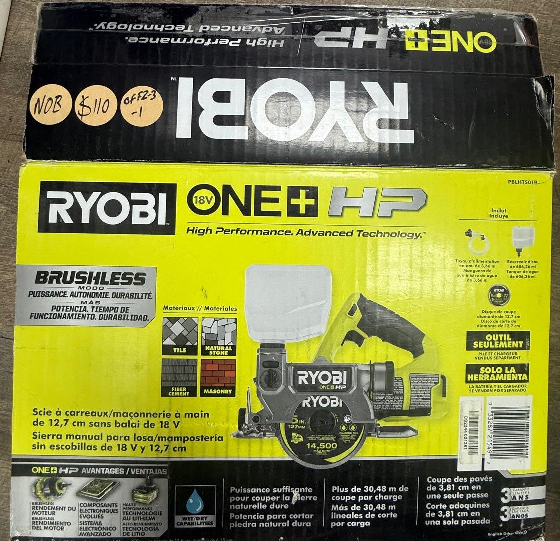 Ryobi ONE+ HP 18V Cordless Handheld Wet/Dry Masonry Tile Saw (Tool Only)