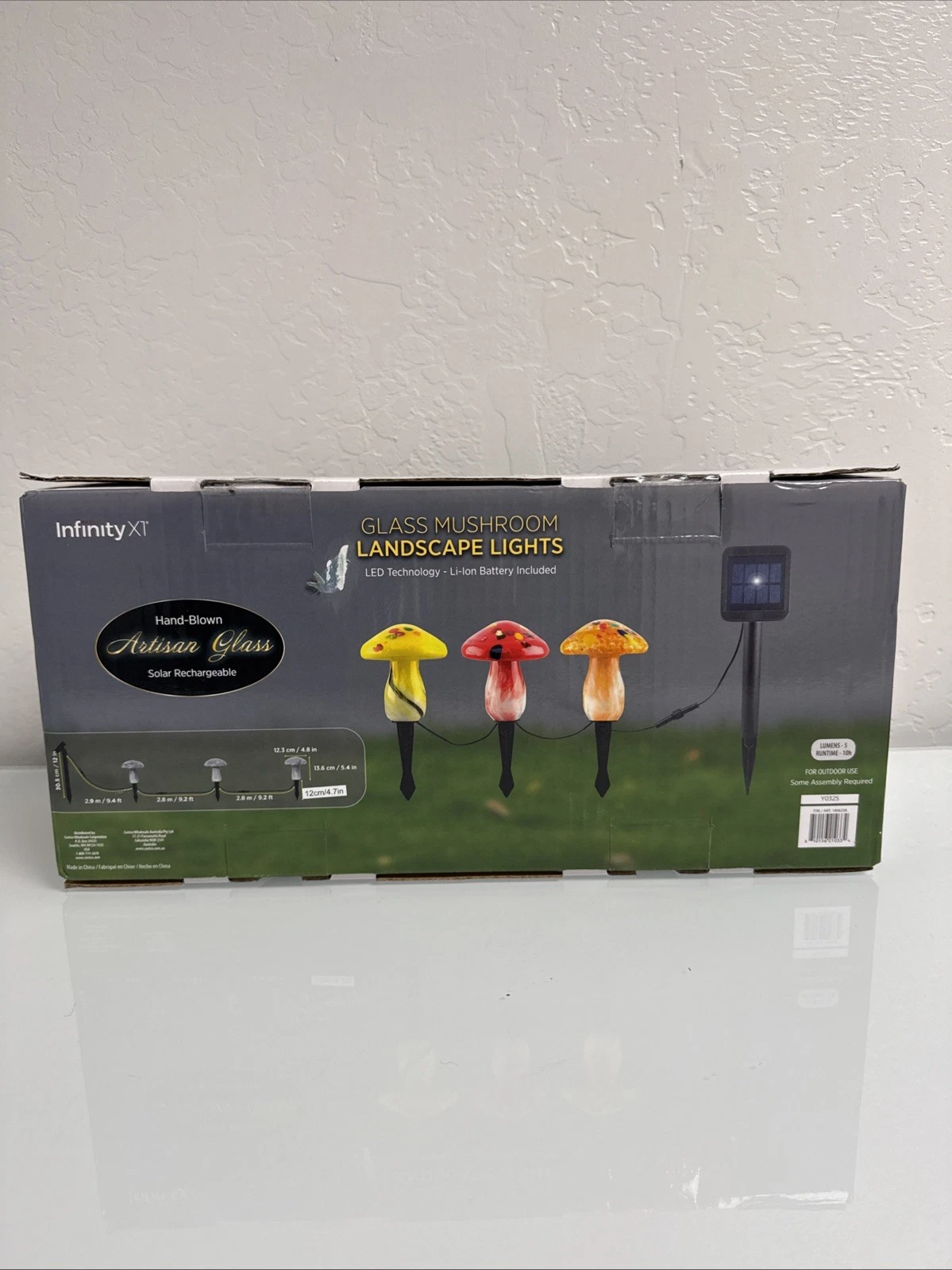 Infinity X1 Glass Mushroom Landscape Solar Lights, 3-pack