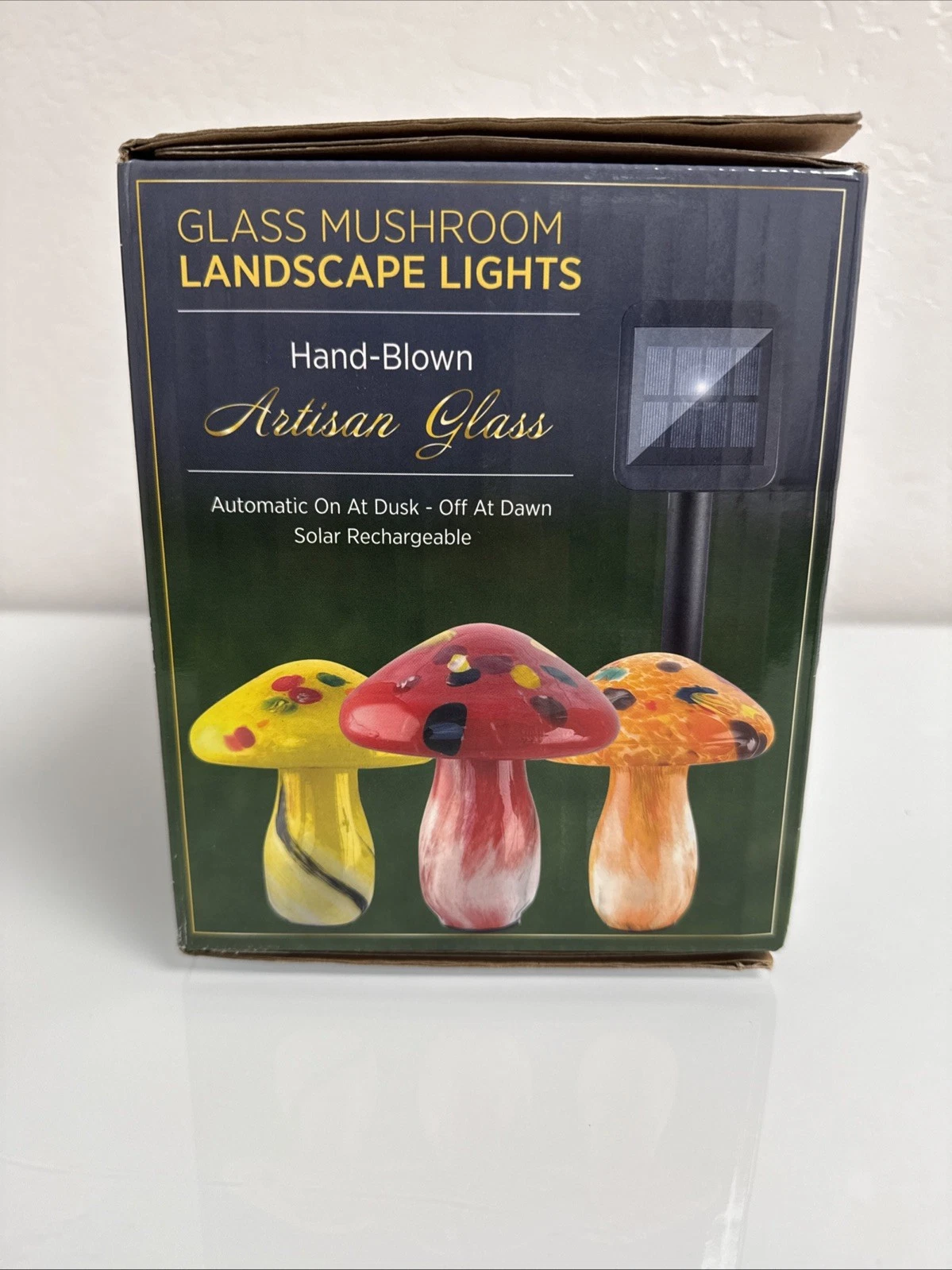 Infinity X1 Glass Mushroom Landscape Solar Lights, 3-pack