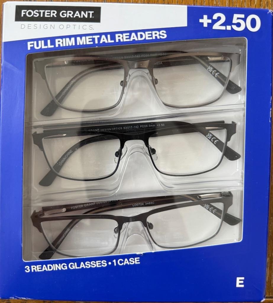 Foster Grant Metal Reading Glasses with a +2.50