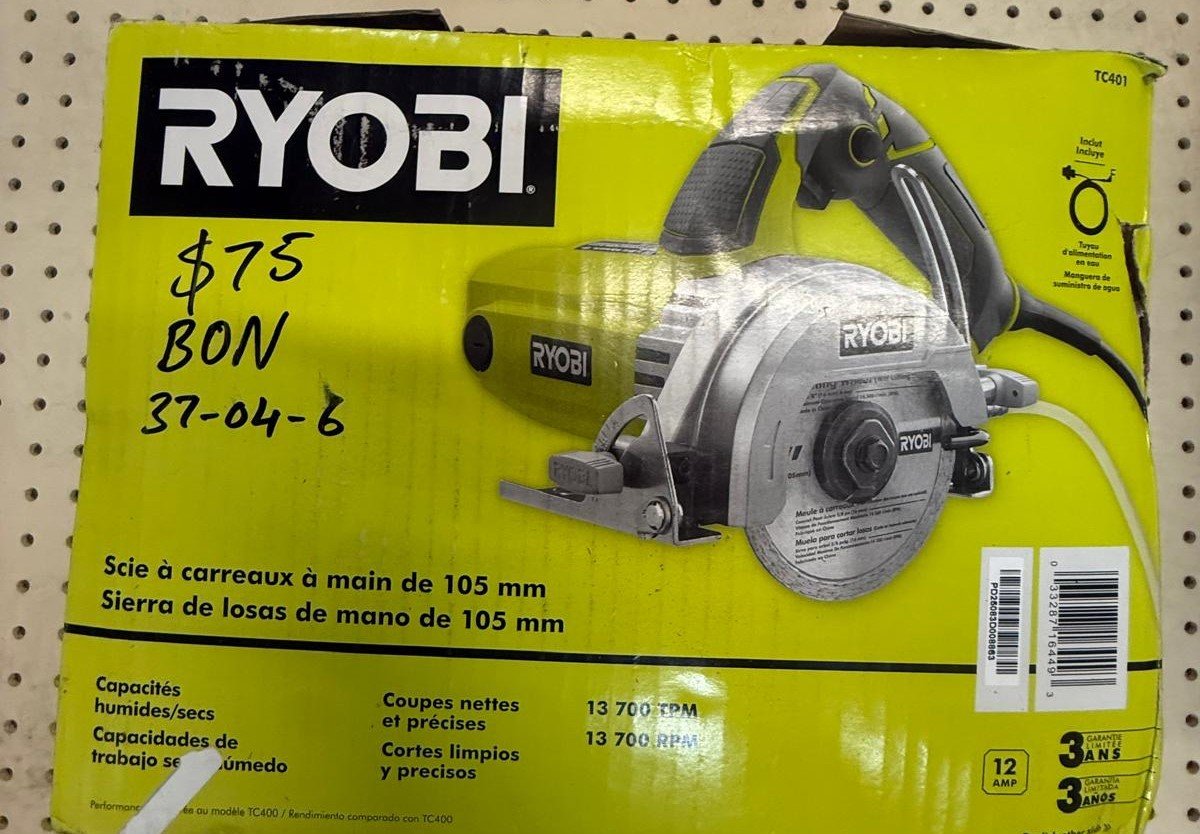 RYOBI 12 -Amps 4 in. Blade Corded Wet Tile Saw