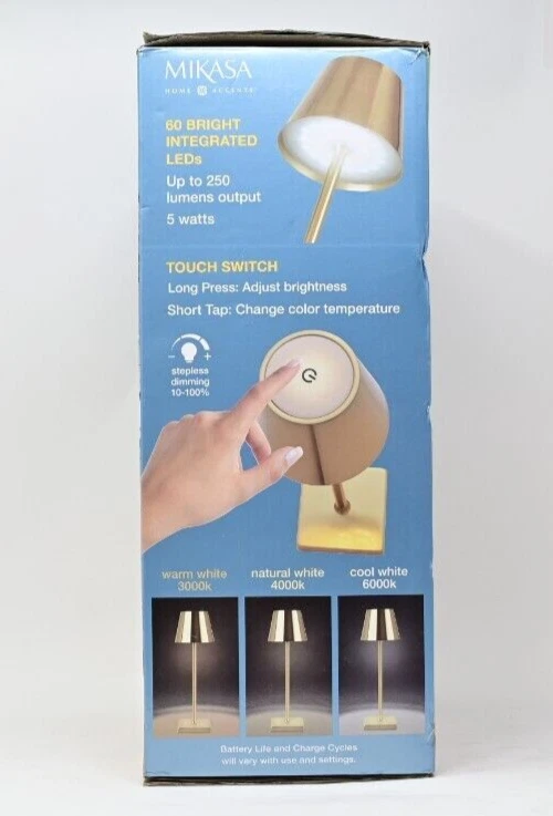 Mikasa Set Of 2 Touch Control Rechargeable LED Lamps - Gold