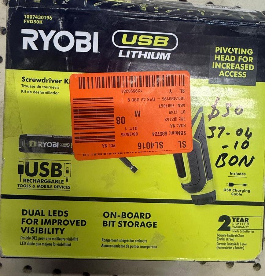 RYOBI 4V USB SCREWDRIVER KIT
