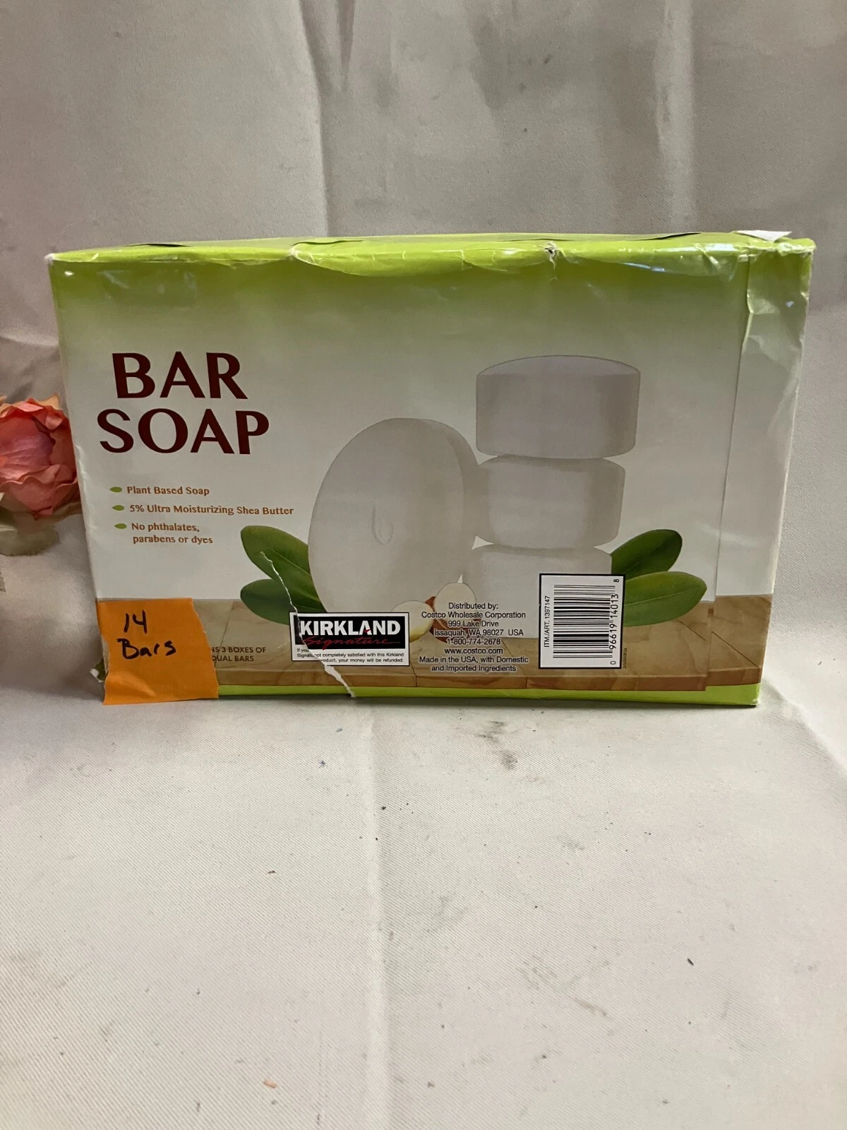 Kirkland Bar Soap Shea Butter Plant Based No Parabens Dyes 4.5 X 14 Count