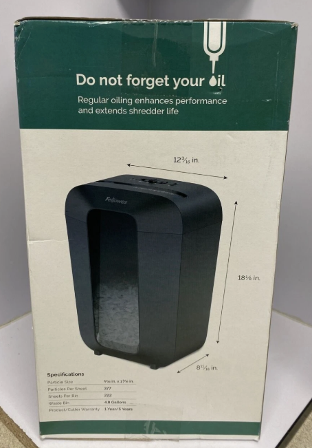Fellowes LX70-RS 11 Sheet Cross Cut Personal Paper Shredder