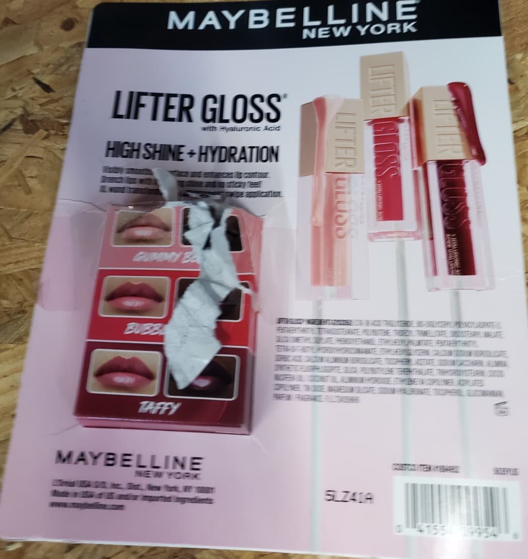 Maybelline Lifter Gloss 3 Pack - Bubble Gum, Gummy Bear & Taffy Open Box