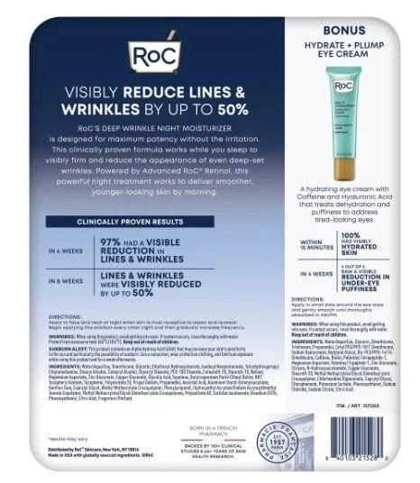 RoC Retinol Correxion Deep Wrinkle Night Moisturizer 2PK x 1.3 oz + Eye Cream