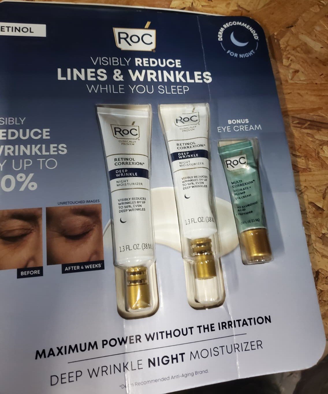 RoC Retinol Correxion Deep Wrinkle Night Moisturizer 2PK x 1.3 oz + Eye Cream