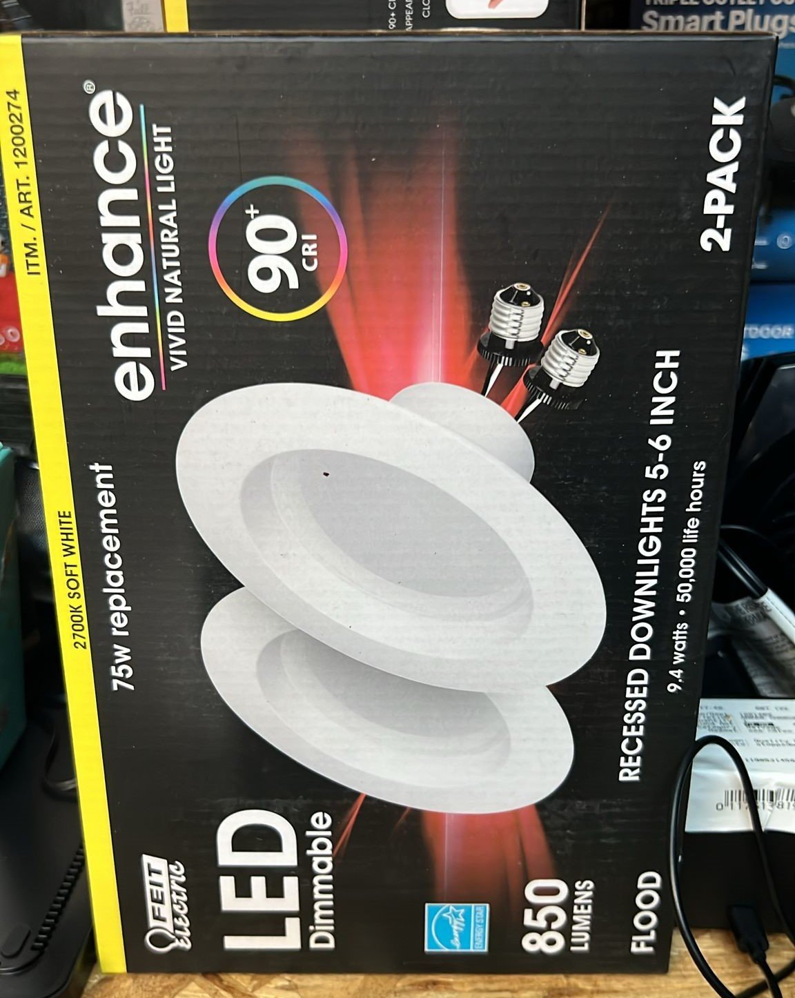 Feit Enhance 90+cri 75W Replacement Dimmable 2700k, 5 inch to 6 inch Led, 2pk, White