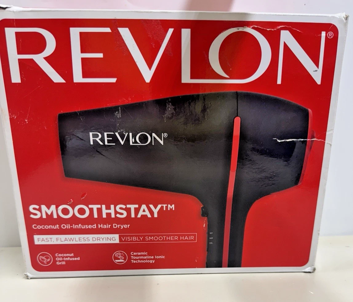 Revlon Smoothstay Coconut Oil-Infused Ceramic Hair Dryer, BlacK