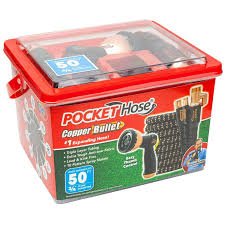 Copper Bullet by Pocket Hose, 3/4" x 50 ft Expandable Garden Hose with Thumb Spray Nozzle
