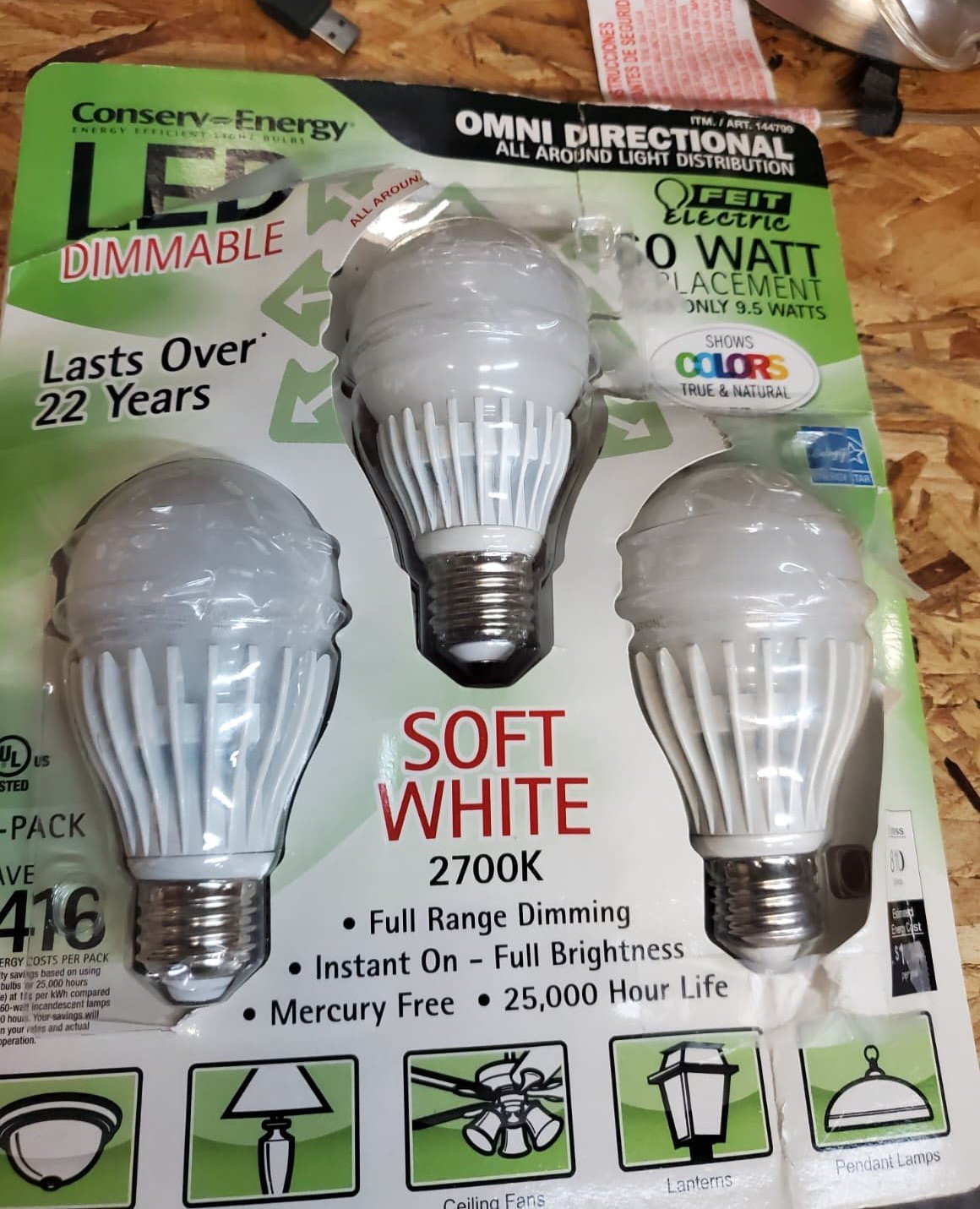 Feit Electric 60-Watt equivalent Omni Directional LED Dimmable light bulbs