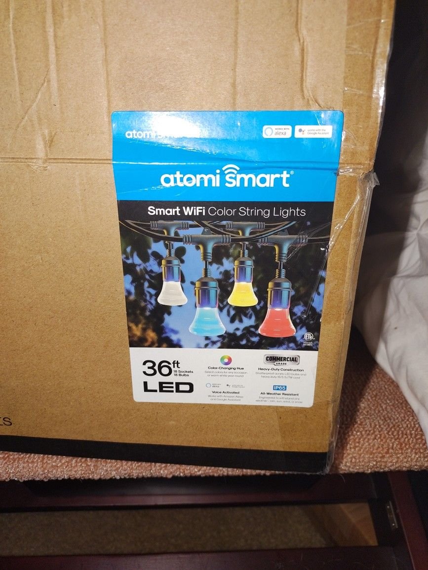 Atomi Smart Wifi Color Changing String Lights 36 ft 18 Bulbs