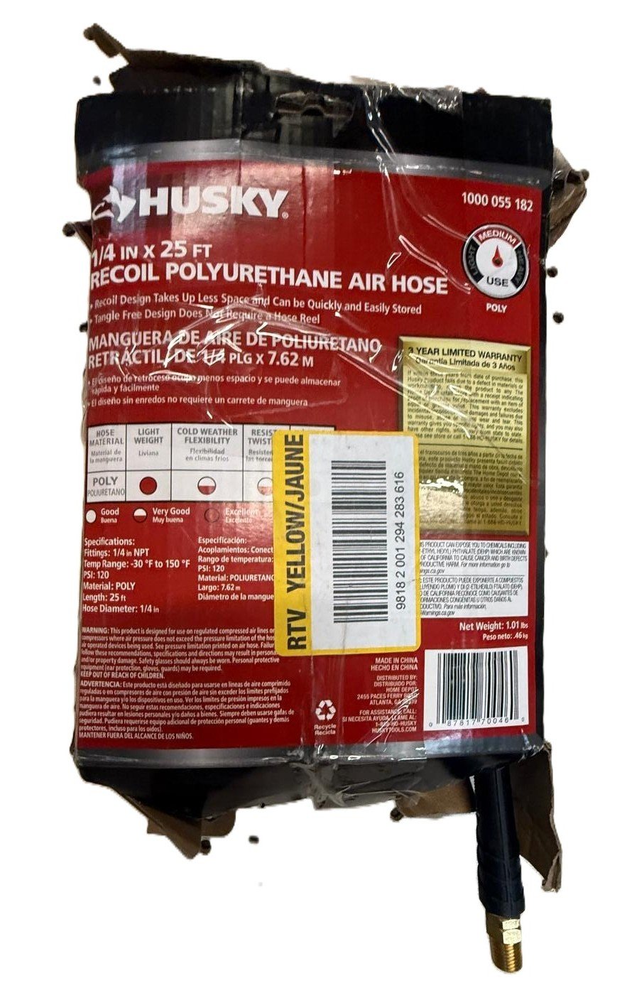 Husky 14 in. x 25 ft. polyurethane recoil air hose is 145369777224