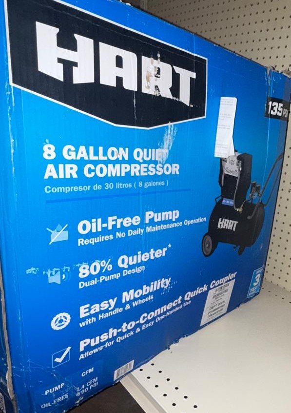 HART Black 135 PSI Oil-Free Electric Air Compressor 8 gal