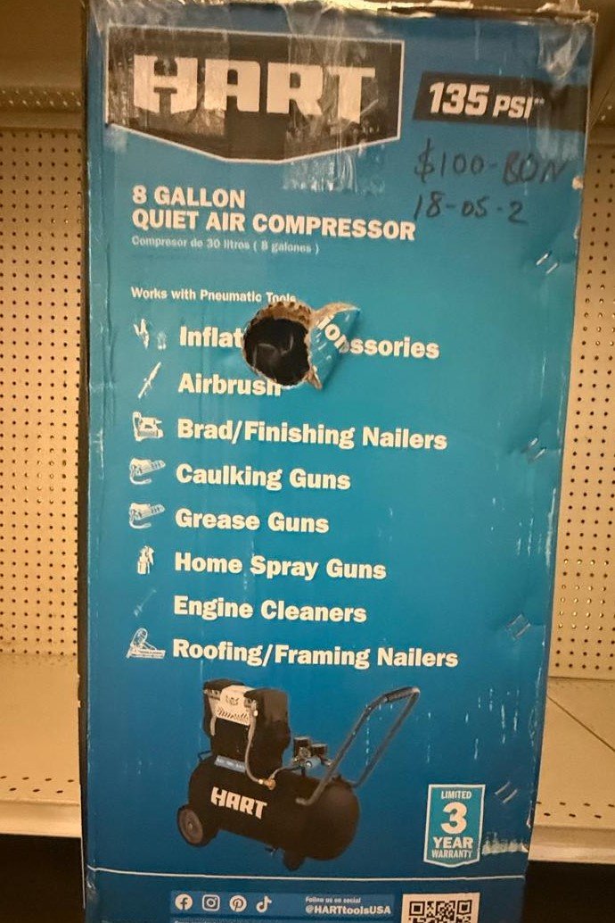 HART Black 135 PSI Oil-Free Electric Air Compressor 8 gal