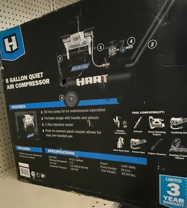 HART Black 135 PSI Oil-Free Electric Air Compressor 8 gal