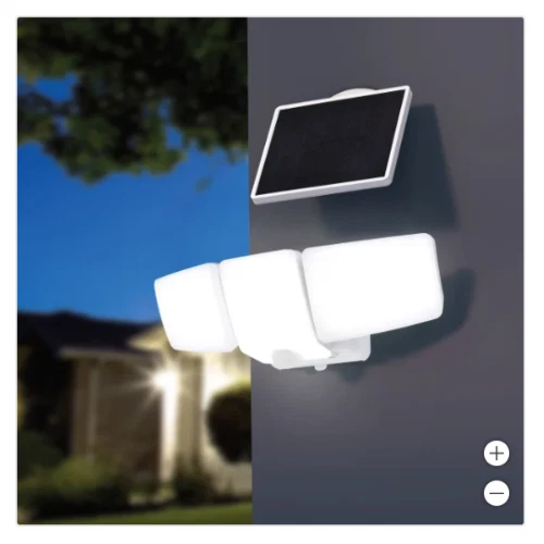 Lutec Motion Activated Solar Security Led Light Triple Head 2500 lumens