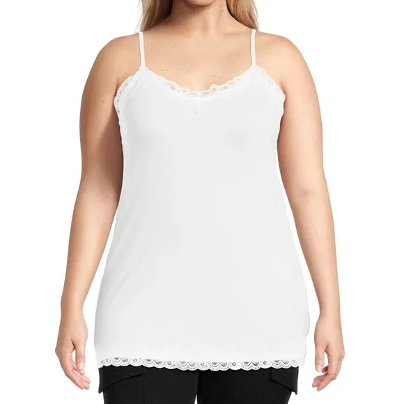 No Boundaries Cami with Lace Trim, Women's and Women's Plus XXXL (21)