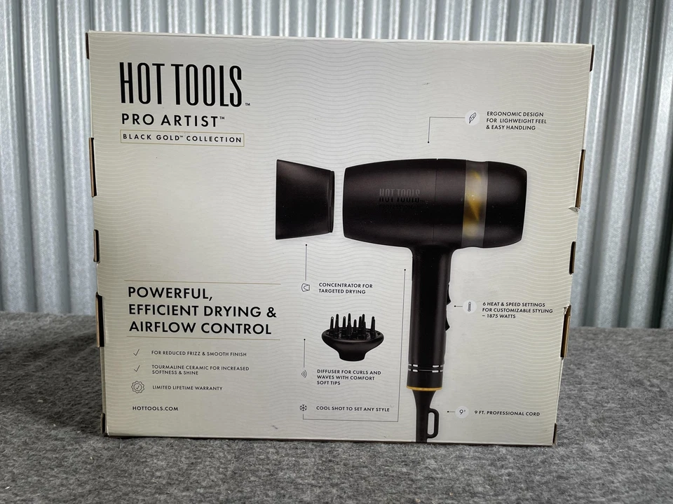 Hot Tools Pro Artist Black Gold Quietair Power Dryer Powerful Zen Drying