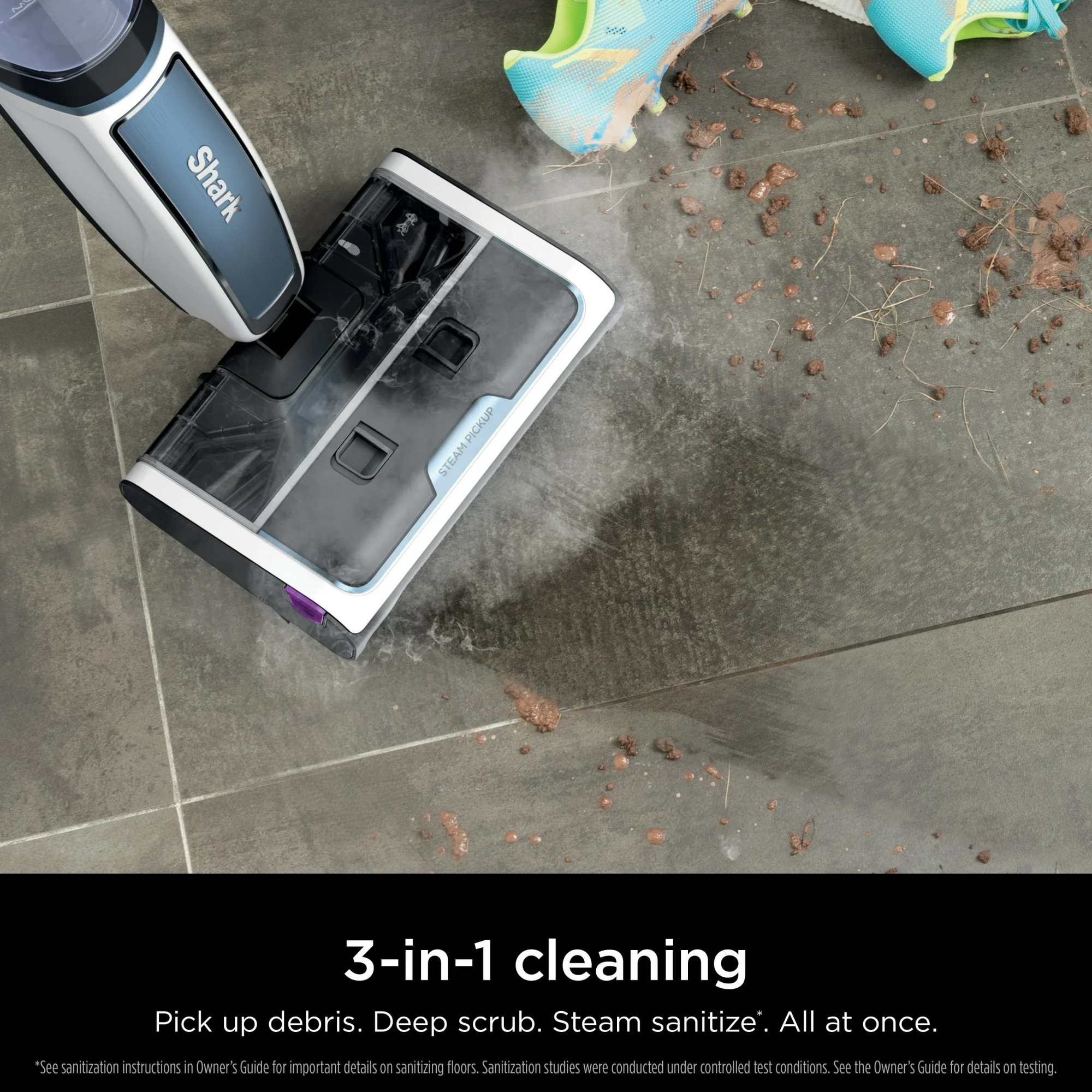 Shark SD200 3-in-1 Steam Mop - Picks Up Debris, Deep Scrubs & Sanitizes - Use on Hardwood, Laminate, Tile, Stone, Marble & Vinyl