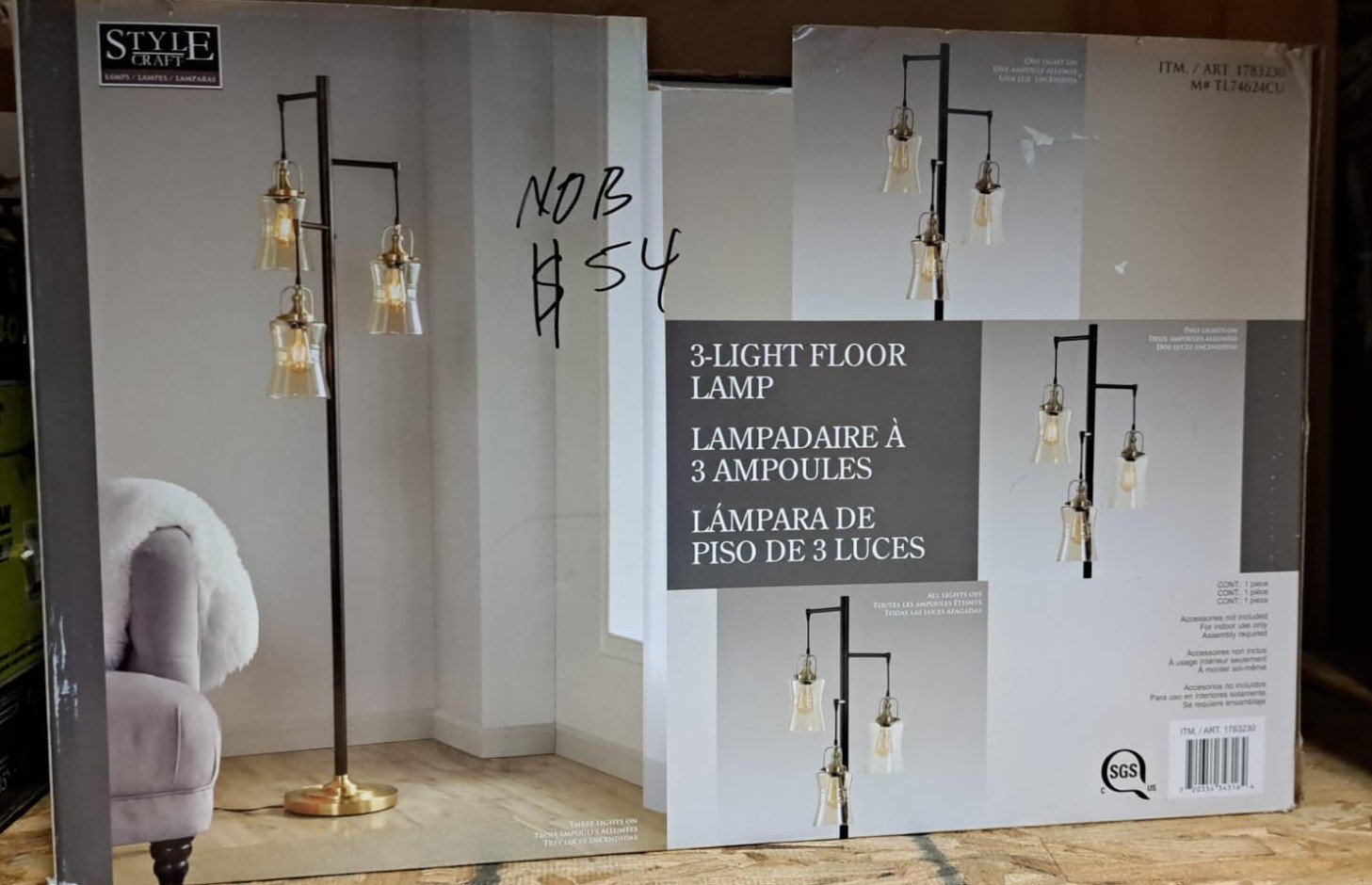 StyleCraft Arden 3-light floor lamp