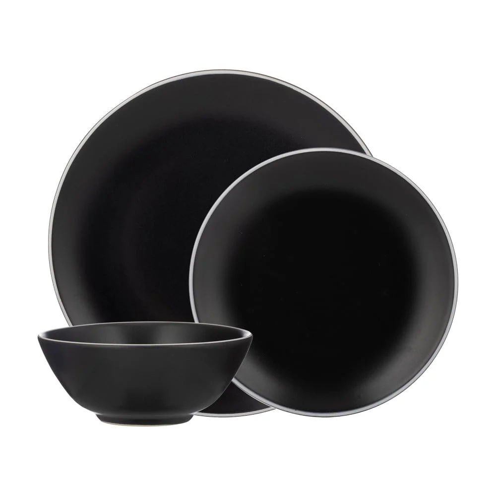 Gibson Rockaway 12-Pc. Stoneware Dinnerware Set - BLACK ONE SIZE