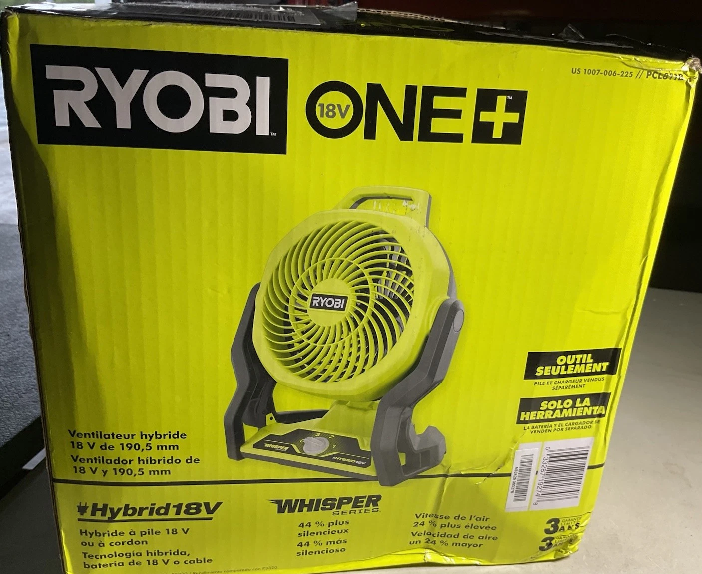 RYOBI - ONE+ 18V Cordless Hybrid WHISPER SERIES 7-12 in. Fan (Tool Only)