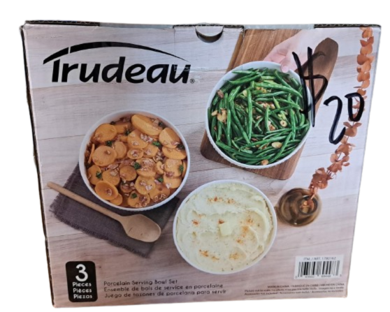 Trudeau 3 Pieces Porcelain Serving Bowl Set