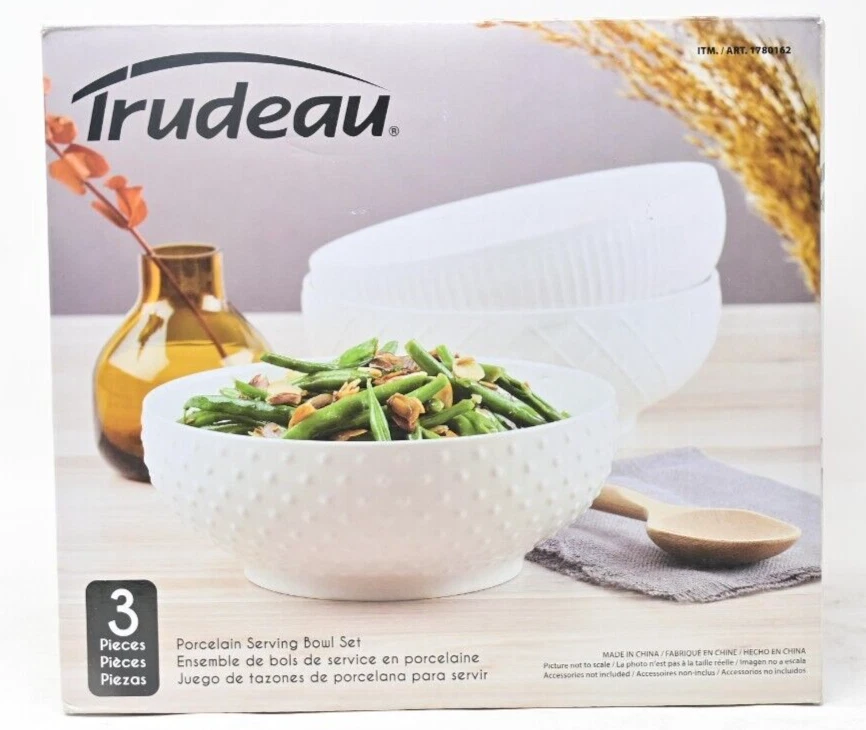 Trudeau 3 Pieces Porcelain Serving Bowl Set