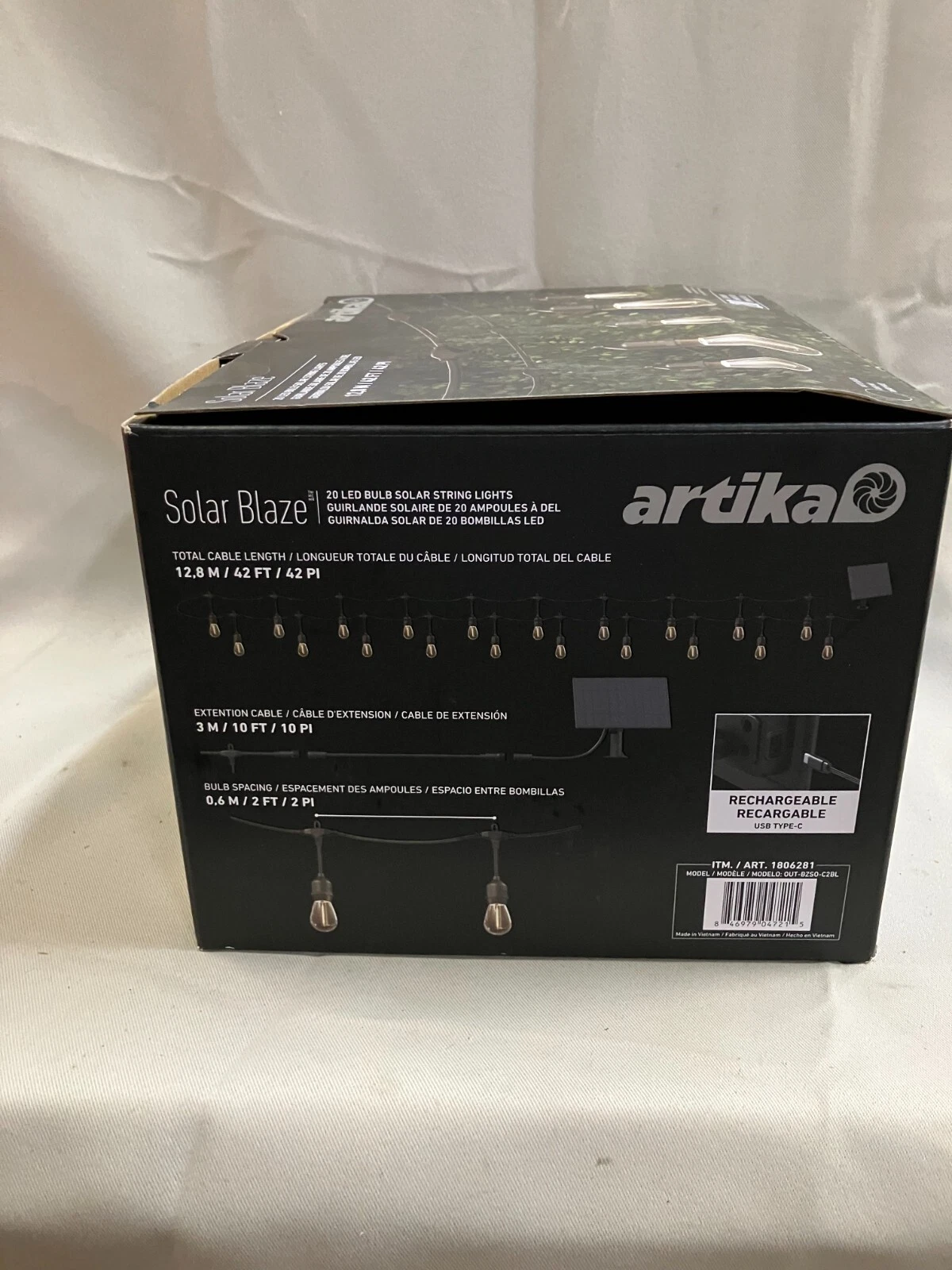 Artika Blaze 20 LED Bulb Outdoor Solar String Lights Matte Black