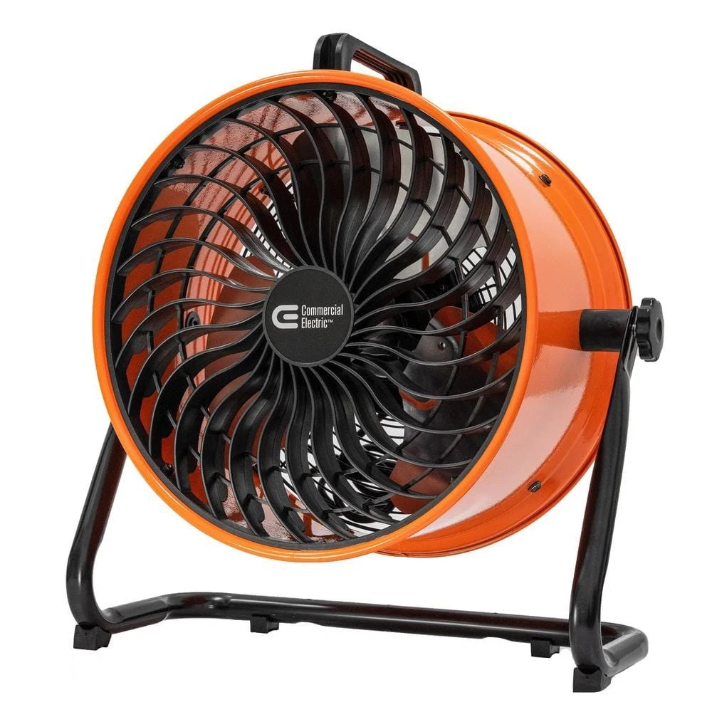 Commercial Electric 16-inch 3-Speed Drum Floor Fan in orange