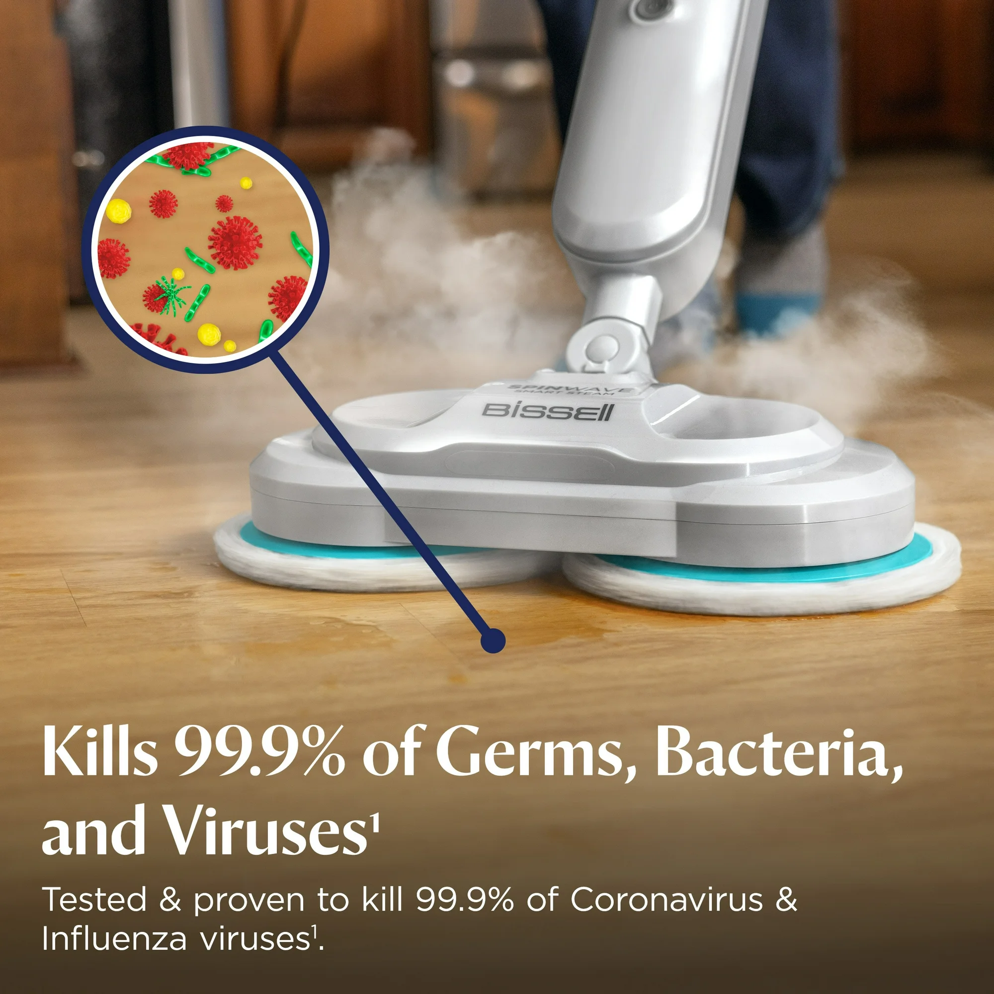 BISSELL SpinWave SmartSteam, Corded, Scrubbing and Sanitizing Mop for Hard Floors with Rotating Mop Pads and LED Display, 3712W