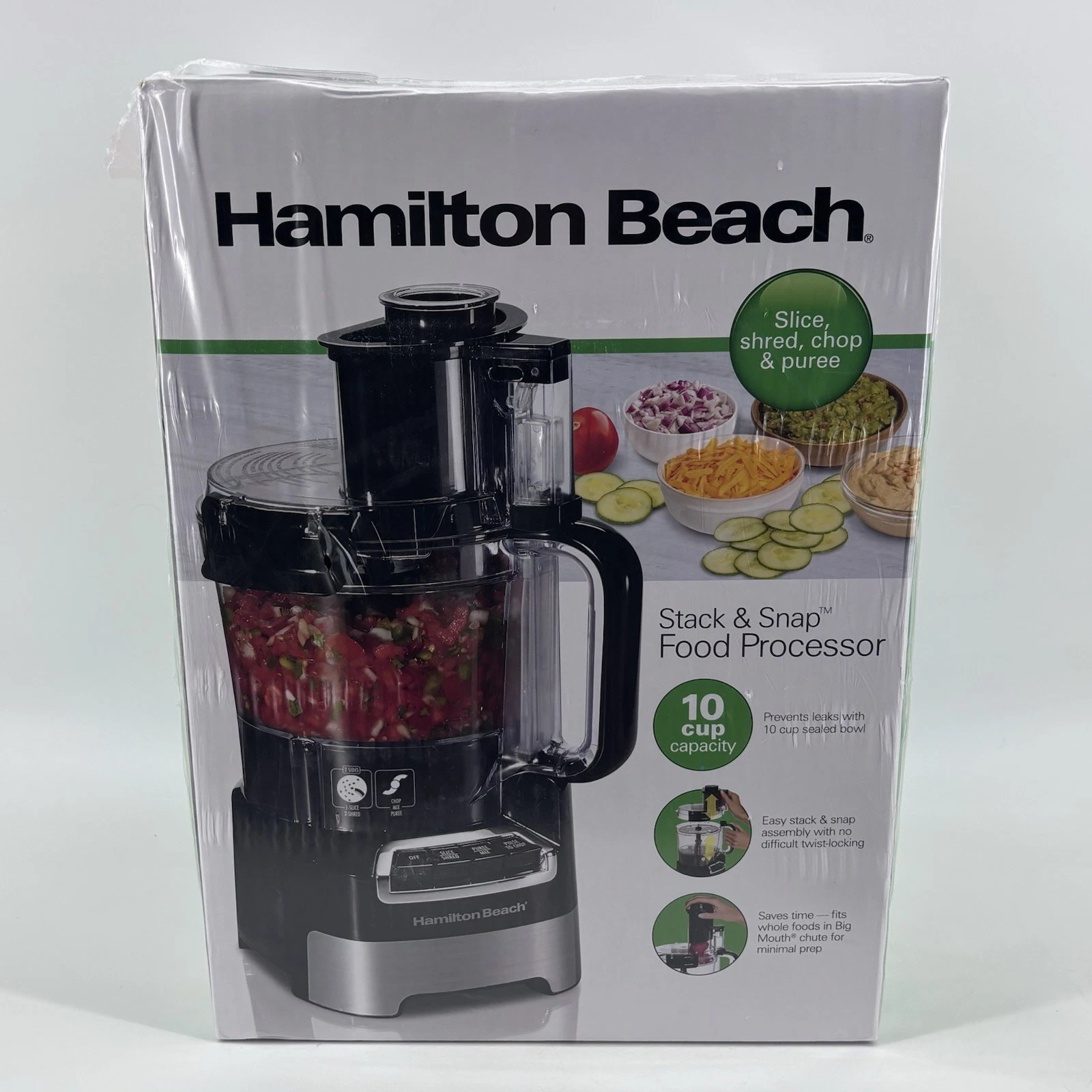 Hamilton Beach 10 Cup Food Processor and Chopper with Stack & Snap Design and Extra Large Chute, Black
