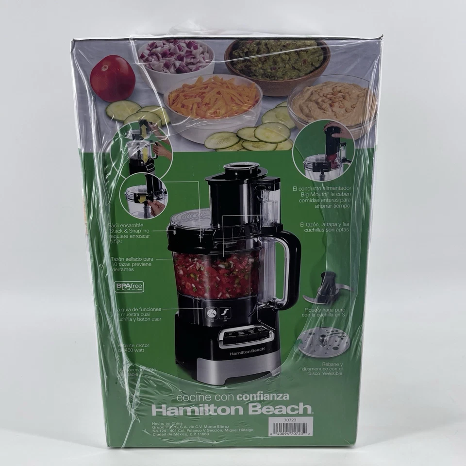 Hamilton Beach 10 Cup Food Processor and Chopper with Stack & Snap Design and Extra Large Chute, Black