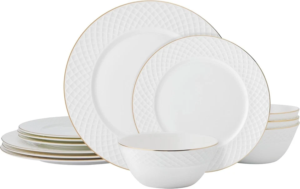 Mikasa Trellis Gold 12-piece Bone China Dinnerware Set