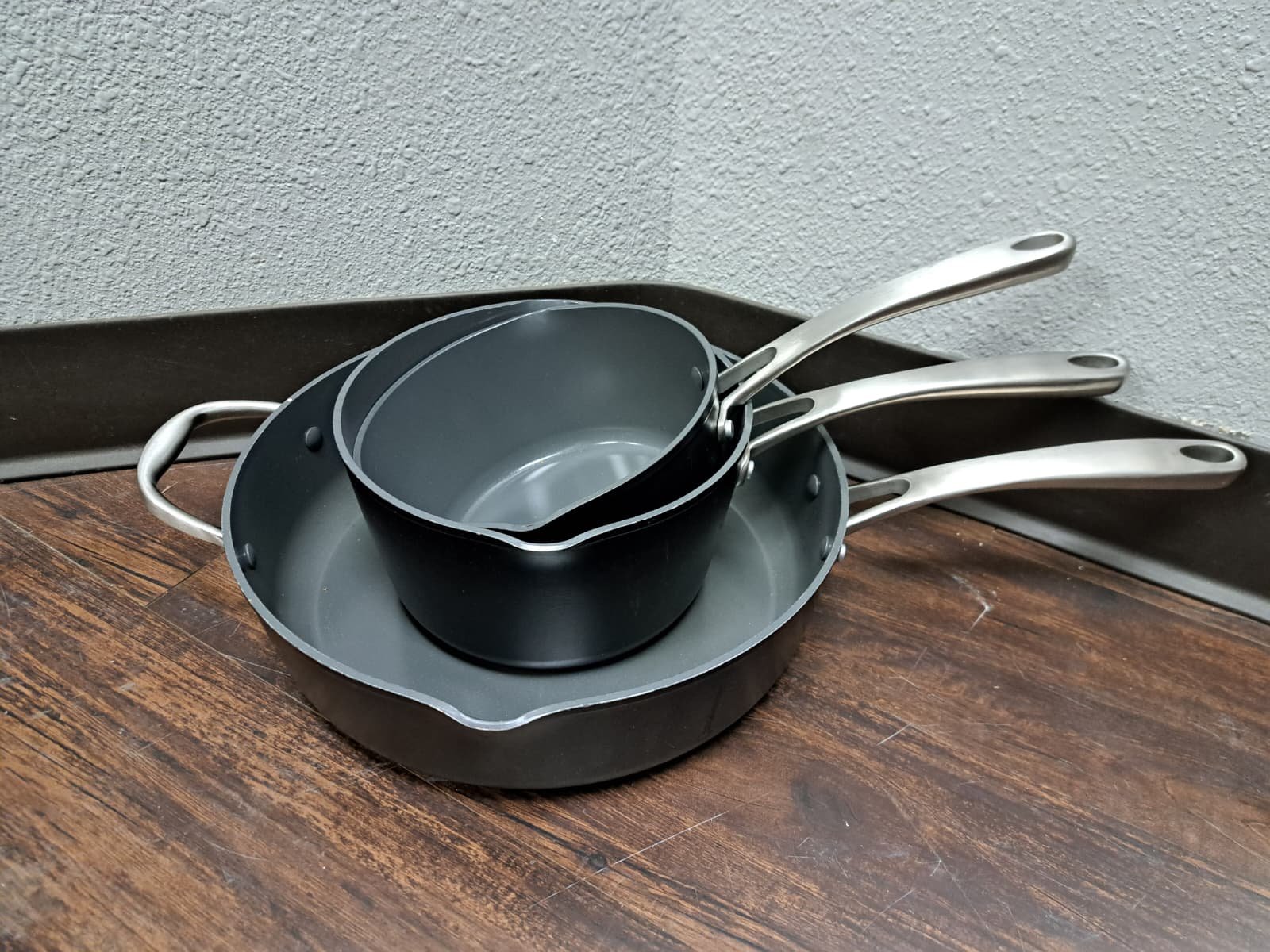 Tramontina 1819664 3 Piece Tri-Ply Clad Sauce Pan Set
