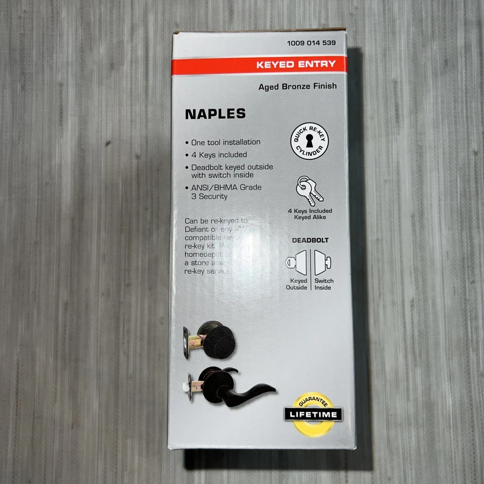 Defiant Naples Aged Bronze Combo Pack with Single Cylinder Deadbolt